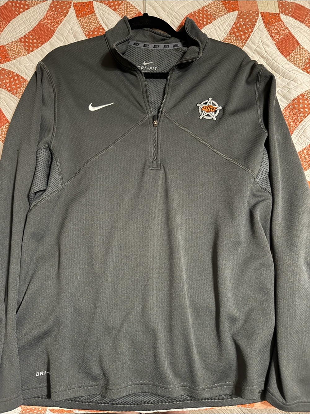 Nike Men’s Black Dri-FIT 1/4 Zip Pullover Jacket with Embroidered Logo